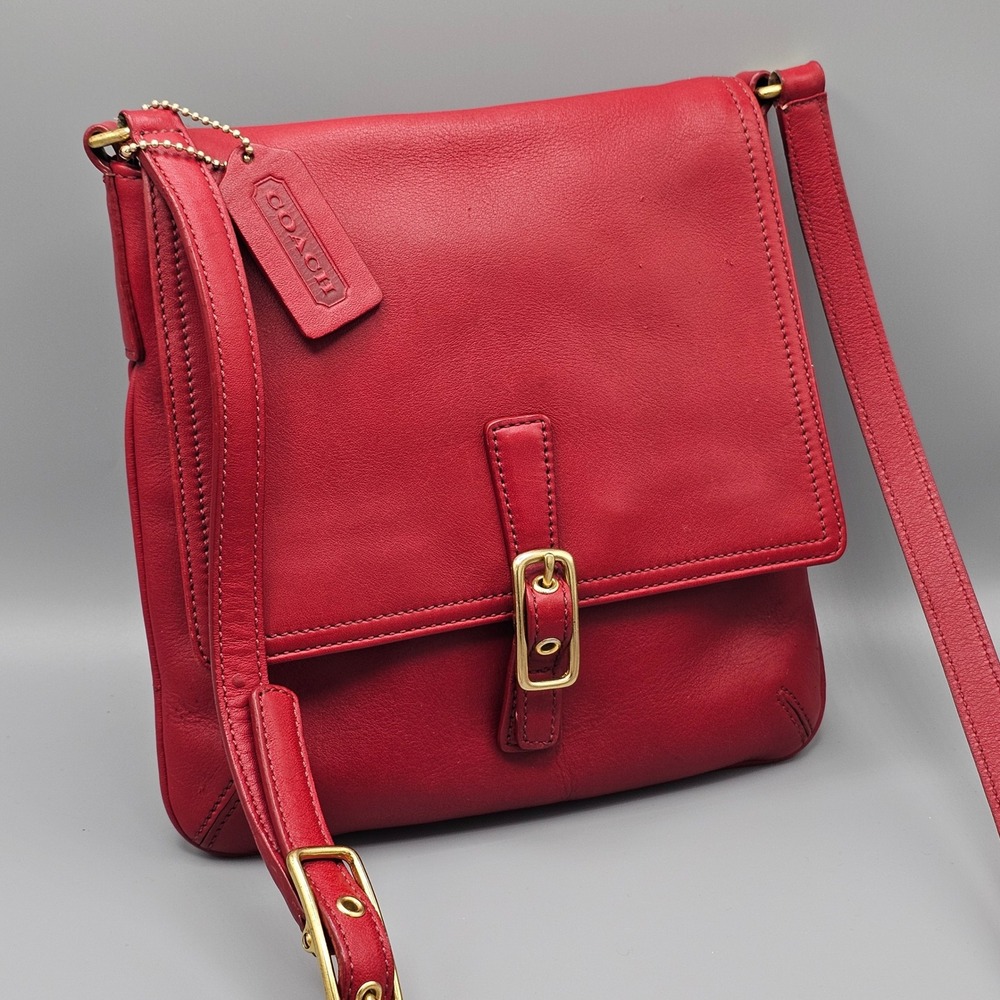 Coach Legacy Cardinal Red Leather Flap Crossbody Bag 9592 Vintage 2003 Brass